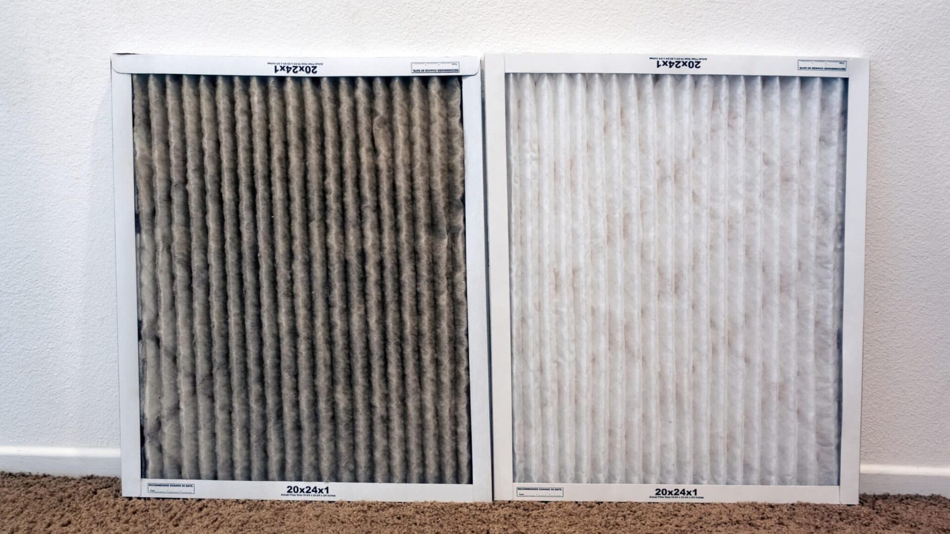 A comparison of clean and heater dirty air conditioning filters