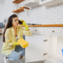 Woman calling a professional plumbing company to schedule a service appointment